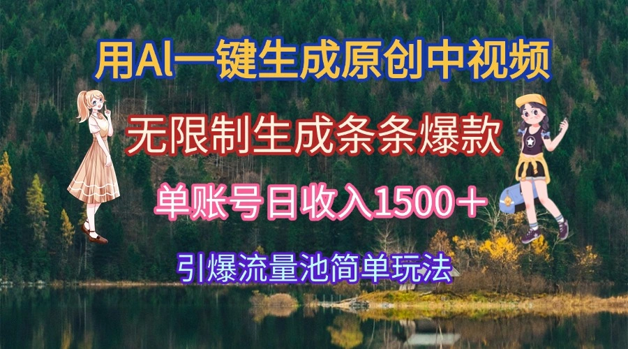 用Al一键生成原创中视频，无限制生成条条爆款，单账号日收入1500＋引爆… - 福利组