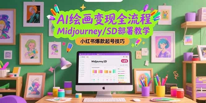 AI绘画变现全流程，Midjourney/SD部署教学，小红书爆款起号技巧- 福利组