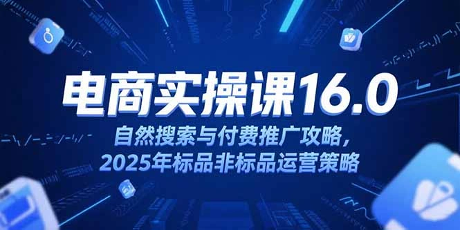 淘宝电商运营课16.0，自然搜索与付费推广攻略，2025年标品非标品运营策略 - 福利组