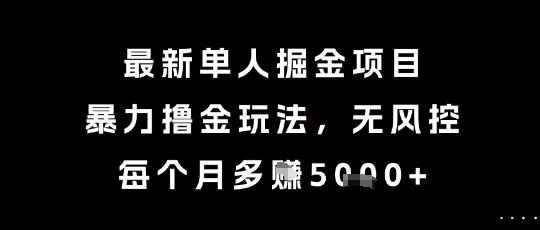最新单人掘金项目，暴力撸金玩法，无风控，每个月多挣5k+【揭秘】 - 福利组