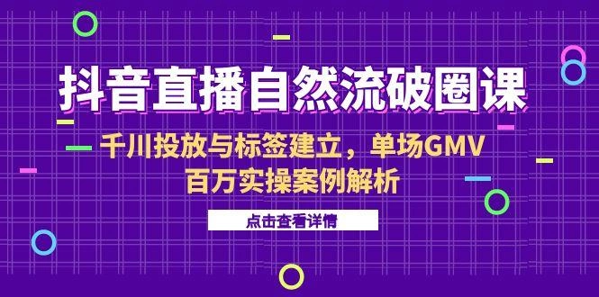 抖音直播自然流破圈课-6月，千川投放与标签建立，单场GMV百万实操案例解析 - 福利组