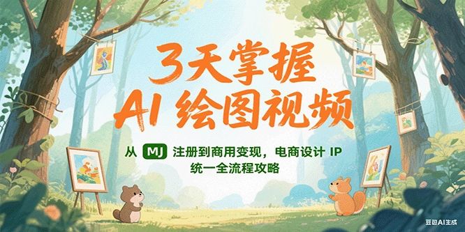 3天掌握AI绘图视频，从MJ 注册到商用变现，电商设计IP统一全流程攻略- 福利组