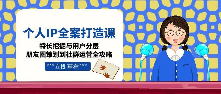 个人IP全案打造课，特长挖掘与用户分层，朋友圈策划到社群运营全攻略 - 福利组