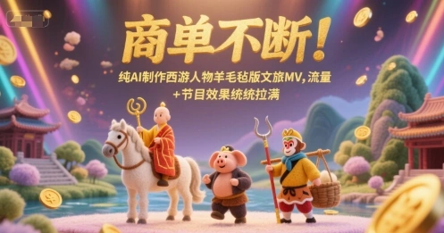 商单不断！纯AI制作西游人物羊毛毡版文旅MV，流量+节目效果统统拉满 - 福利组