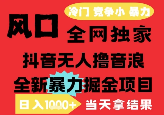 25年6月高爆抖音无人直播最新撸音浪掘金项目，解放双手小白可做，无脑日入1k+，门槛低【揭秘】 - 福利组
