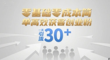 零基础零成本简单高效获客创业粉，一天引流30+ - 福利组