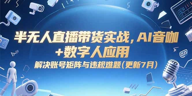 半无人直播带货实战，AI音咖+数字人应用 解决账号矩阵与违规难题(更新7月- 福利组