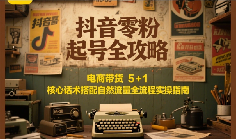 抖音零粉起号全攻略：电商带货 5+1 核心话术搭配自然流量全流程实操指南- 福利组