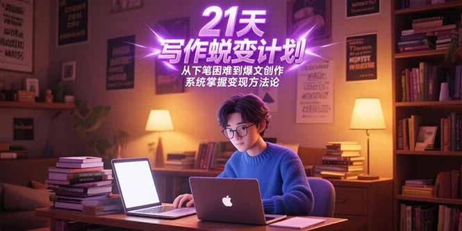 21天写作蜕变计划，从下笔困难到爆文创作，系统掌握变现方法论 - 福利组