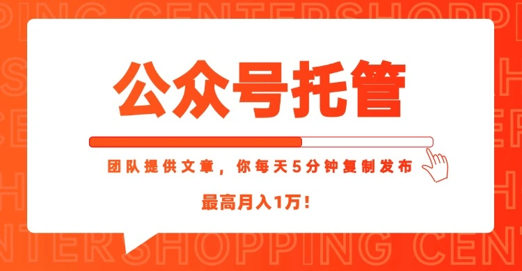 【公众号托管 】我提供文章，你每天５分钟复制发布，最高月入1W- 福利组