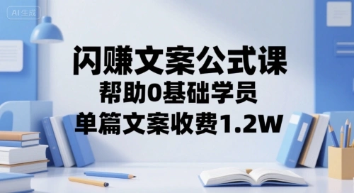 闪赚文案公式课，帮助0基础学员，单篇文案收费1.2W - 福利组