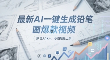 最新AI一键生成铅笔画爆款视频，多平台分发，日 入1k+，小白轻松上手【揭秘】 - 福利组